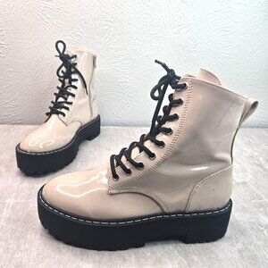 Platform Combat Boots Chunky Grunge Y2k Lace Up Hiker Platform Patent Booties 8